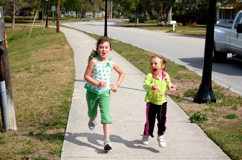 Remember the pure joy of running! These girls are loving the Delphi Walk-a-thon. Photo by familylife.